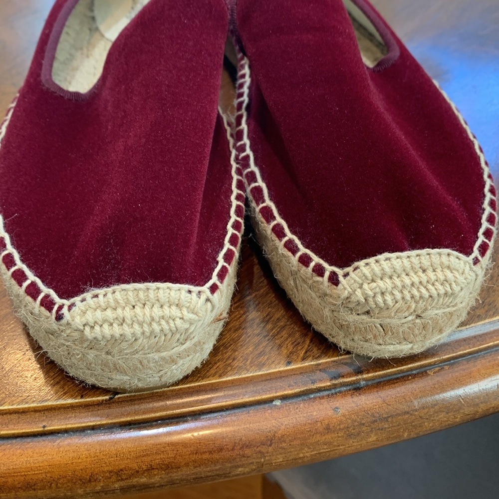 SOLUDOS burgundy velvet espadrilles size 7.5 - Picture 5 of 7